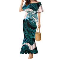 Teal Galaxy Polynesia Tribal Octopus Tattoo Mermaid Dress Pikake Lei Polynesian Pattern