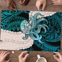 Teal Galaxy Polynesia Tribal Octopus Tattoo Puzzle Pikake Lei Polynesian Pattern