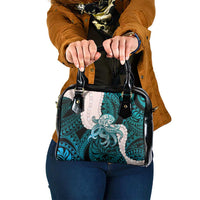 Teal Galaxy Polynesia Tribal Octopus Tattoo Shoulder Handbag Pikake Lei Polynesian Pattern