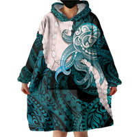Teal Galaxy Polynesia Tribal Octopus Tattoo Wearable Blanket Hoodie Pikake Lei Polynesian Pattern LT14 - Polynesian Pride