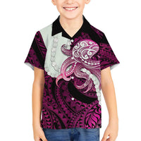 Pink Galaxy Polynesia Tribal Octopus Tattoo Family Matching Tank Maxi Dress and Hawaiian Shirt Pikake Lei Polynesian Pattern