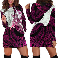 Pink Galaxy Polynesia Tribal Octopus Tattoo Hoodie Dress Pikake Lei Polynesian Pattern