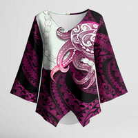 Pink Galaxy Polynesia Tribal Octopus Tattoo Kimono Sleeve Blouse Pikake Lei Polynesian Pattern