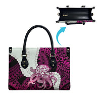 Pink Galaxy Polynesia Tribal Octopus Tattoo Leather Bag Pikake Lei Polynesian Pattern