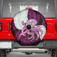 Pink Galaxy Polynesia Tribal Octopus Tattoo Spare Tire Cover Pikake Lei Polynesian Pattern