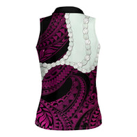 Pink Galaxy Polynesia Tribal Octopus Tattoo Women Sleeveless Polo Shirt Pikake Lei Polynesian Pattern LT14 - Polynesian Pride