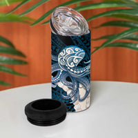 Blue Galaxy Polynesia Tribal Octopus Tattoo 4 in 1 Can Cooler Tumbler Pikake Lei Polynesian Pattern