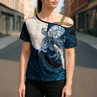Blue Galaxy Polynesia Tribal Octopus Tattoo Cross Shoulder Shirt Pikake Lei Polynesian Pattern