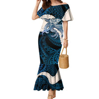 Blue Galaxy Polynesia Tribal Octopus Tattoo Family Matching Mermaid Dress and Hawaiian Shirt Pikake Lei Polynesian Pattern