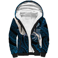 Blue Galaxy Polynesia Tribal Octopus Tattoo Sherpa Hoodie Pikake Lei Polynesian Pattern