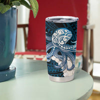 Blue Galaxy Polynesia Tribal Octopus Tattoo Tumbler Cup Pikake Lei Polynesian Pattern
