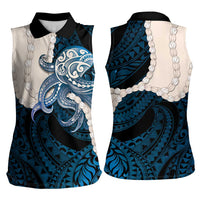 Blue Galaxy Polynesia Tribal Octopus Tattoo Women Sleeveless Polo Shirt Pikake Lei Polynesian Pattern