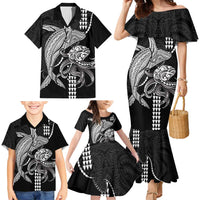Kanaloa Aloha Hawaii Family Matching Mermaid Dress and Hawaiian Shirt Humpback Whale Octopus Tattoo Kakau Pattern