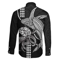 Kanaloa Aloha Hawaii Family Matching Puletasi and Hawaiian Shirt Humpback Whale Octopus Tattoo Kakau Pattern