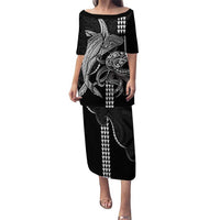 Kanaloa Aloha Hawaii Family Matching Puletasi and Hawaiian Shirt Humpback Whale Octopus Tattoo Kakau Pattern