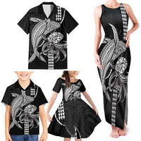 Kanaloa Aloha Hawaii Family Matching Tank Maxi Dress and Hawaiian Shirt Humpback Whale Octopus Tattoo Kakau Pattern