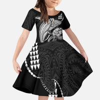 Kanaloa Aloha Hawaii Kid Short Sleeve Dress Humpback Whale Octopus Tattoo Kakau Pattern