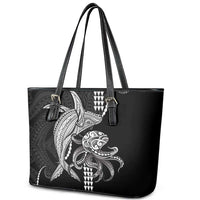 Kanaloa Aloha Hawaii Leather Tote Bag Humpback Whale Octopus Tattoo Kakau Pattern LT14 - Polynesian Pride