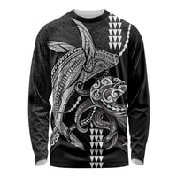 Kanaloa Aloha Hawaii Long Sleeve Shirt Humpback Whale Octopus Tattoo Kakau Pattern LT14 Unisex Black - Polynesian Pride
