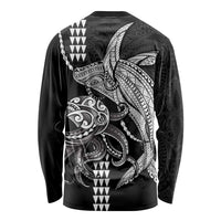 Kanaloa Aloha Hawaii Long Sleeve Shirt Humpback Whale Octopus Tattoo Kakau Pattern LT14 - Polynesian Pride