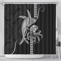 Kanaloa Aloha Hawaii Shower Curtain Humpback Whale Octopus Tattoo Kakau Pattern LT14 - Polynesian Pride