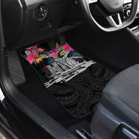 Personalised Hawaii Car Mats Humpback Whale Tattoo With Tropical Flowers Black