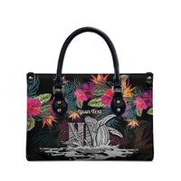 Personalised Hawaii Leather Bag Humpback Whale Tattoo With Tropical Flowers Black LT14 - Polynesian Pride
