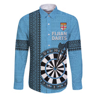 Personalised Fiji Darts Family Matching Tank Maxi Dress and Hawaiian Shirt Fijian Tapa Pattern - Blue