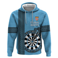 Personalised Fiji Darts Hoodie Fijian Tapa Pattern - Blue