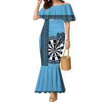 Personalised Fiji Darts Mermaid Dress Fijian Tapa Pattern - Blue LT14 Women Blue - Polynesian Pride