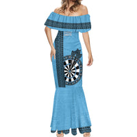 Personalised Fiji Darts Mermaid Dress Fijian Tapa Pattern - Blue LT14 - Polynesian Pride