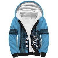 Personalised Fiji Darts Sherpa Hoodie Fijian Tapa Pattern - Blue LT14 Unisex Blue - Polynesian Pride
