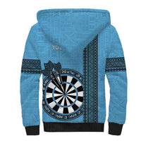 Personalised Fiji Darts Sherpa Hoodie Fijian Tapa Pattern - Blue LT14 - Polynesian Pride