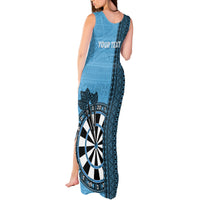 Personalised Fiji Darts Tank Maxi Dress Fijian Tapa Pattern - Blue LT14 - Polynesian Pride