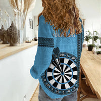 Personalised Fiji Darts Women Casual Shirt Fijian Tapa Pattern - Blue