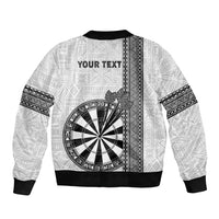 Personalised Fiji Darts Bomber Jacket Fijian Tapa Pattern - White