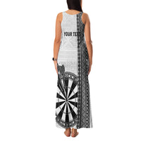 Personalised Fiji Darts Family Matching Tank Maxi Dress and Hawaiian Shirt Fijian Tapa Pattern - White