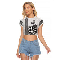 Personalised Fiji Darts Raglan Cropped T Shirt Fijian Tapa Pattern - White