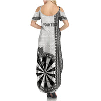 Personalised Fiji Darts Summer Maxi Dress Fijian Tapa Pattern - White LT14 - Polynesian Pride