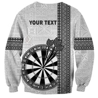 Personalised Fiji Darts Sweatshirt Fijian Tapa Pattern - White