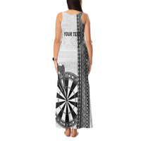 Personalised Fiji Darts Tank Maxi Dress Fijian Tapa Pattern - White LT14 - Polynesian Pride