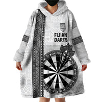 Personalised Fiji Darts Wearable Blanket Hoodie Fijian Tapa Pattern - White