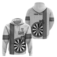 Personalised Fiji Darts Zip Hoodie Fijian Tapa Pattern - White
