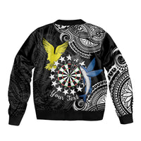 Personalised Cook Islands Darts Sleeve Zip Bomber Jacket Kuki Airani Tribal Pattern