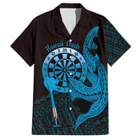 Aloha Hawaii Darts Hawaiian Shirt Dart Board With Polynesian Shark - Blue LT14 Blue - Polynesian Pride