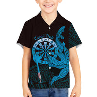 Aloha Hawaii Darts Hawaiian Shirt Dart Board With Polynesian Shark - Blue LT14 - Polynesian Pride
