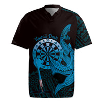 Aloha Hawaii Darts Rugby Jersey Dart Board With Polynesian Shark - Blue