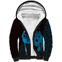 Aloha Hawaii Darts Sherpa Hoodie Dart Board With Polynesian Shark - Blue LT14 Unisex Blue - Polynesian Pride