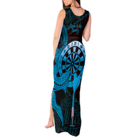 Aloha Hawaii Darts Tank Maxi Dress Dart Board With Polynesian Shark - Blue LT14 - Polynesian Pride
