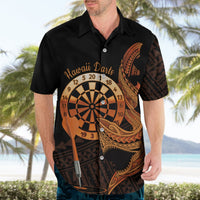 Aloha Hawaii Darts Hawaiian Shirt Dart Board With Polynesian Shark - Gold LT14 - Polynesian Pride